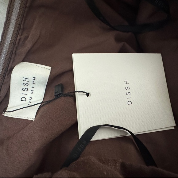 DISSH Catania Brown Linen Ruched Strapless A-line Dress in Bitter Chocolate US 8 - Picture 5 of 6